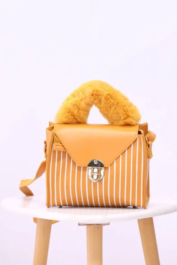 Women's Striped Fur Shoulder Bag